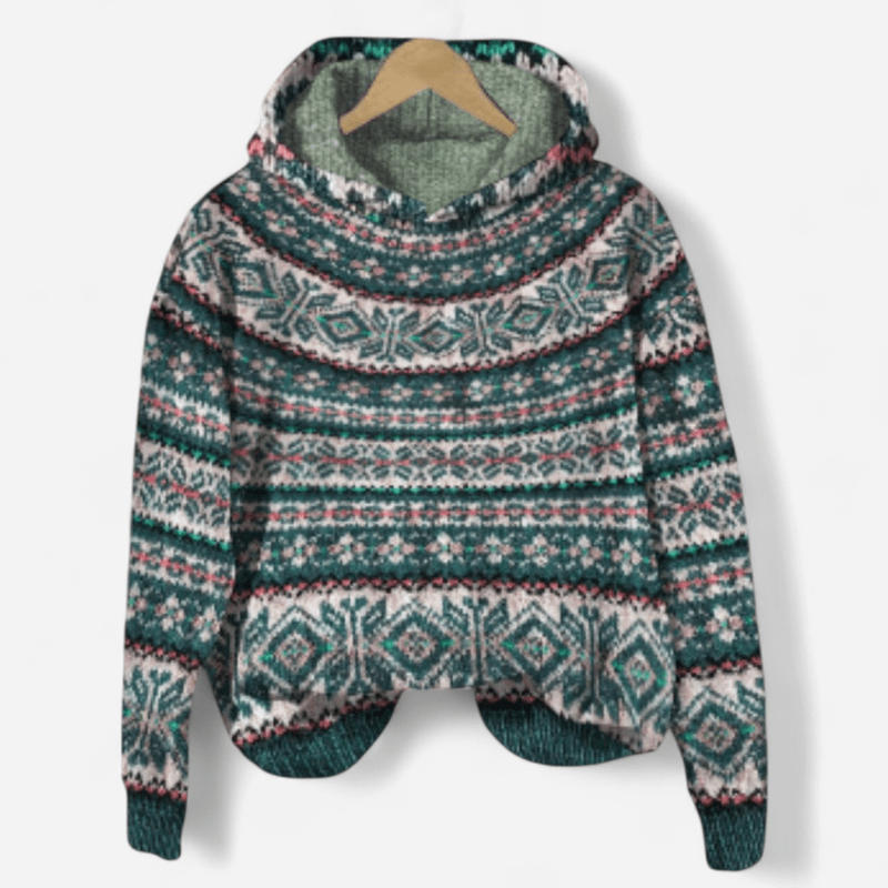 Damen Hoodie mit Ethno Muster im Retro Stil