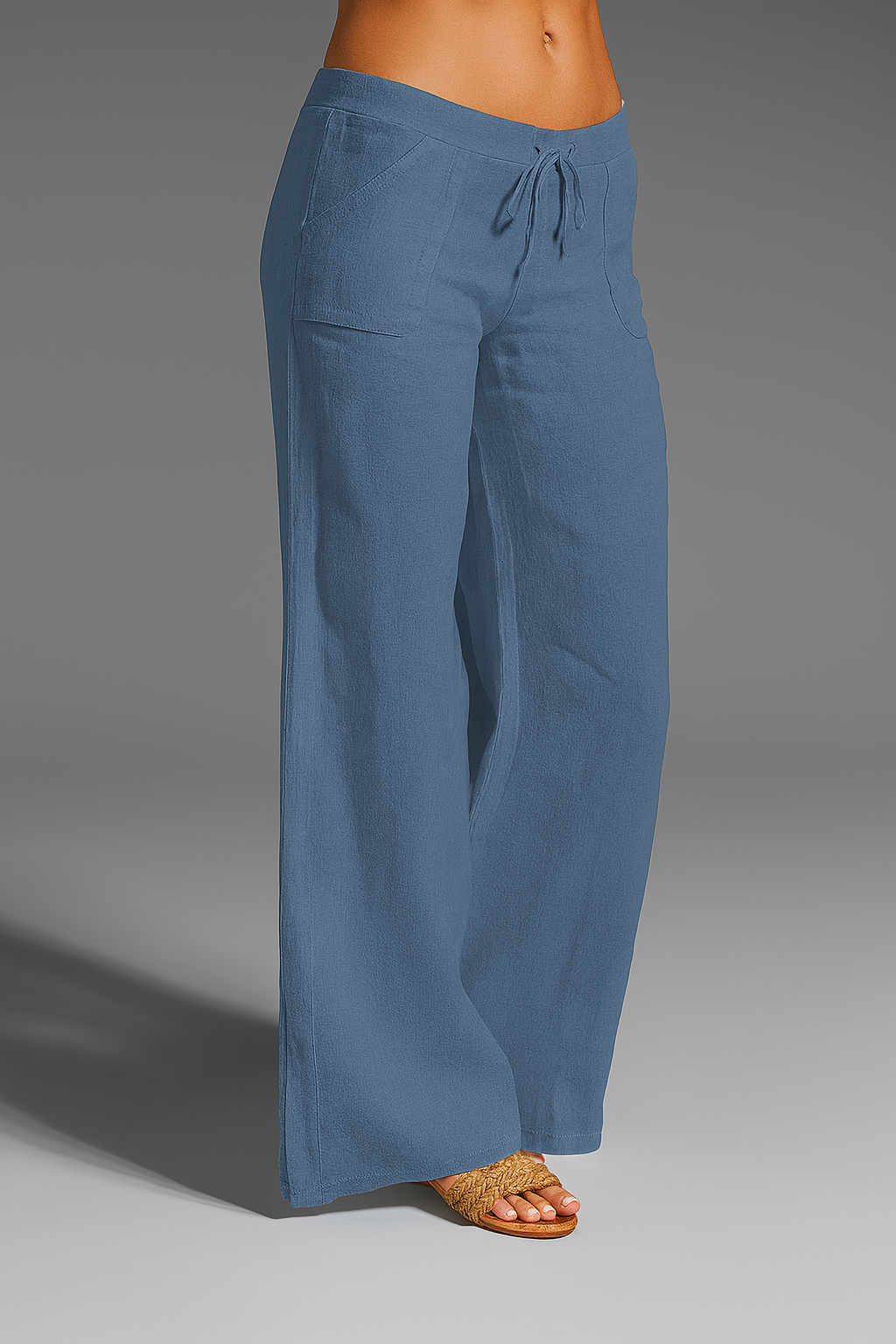 Damen weite Leinenhose mit Kordelzug für den Sommer