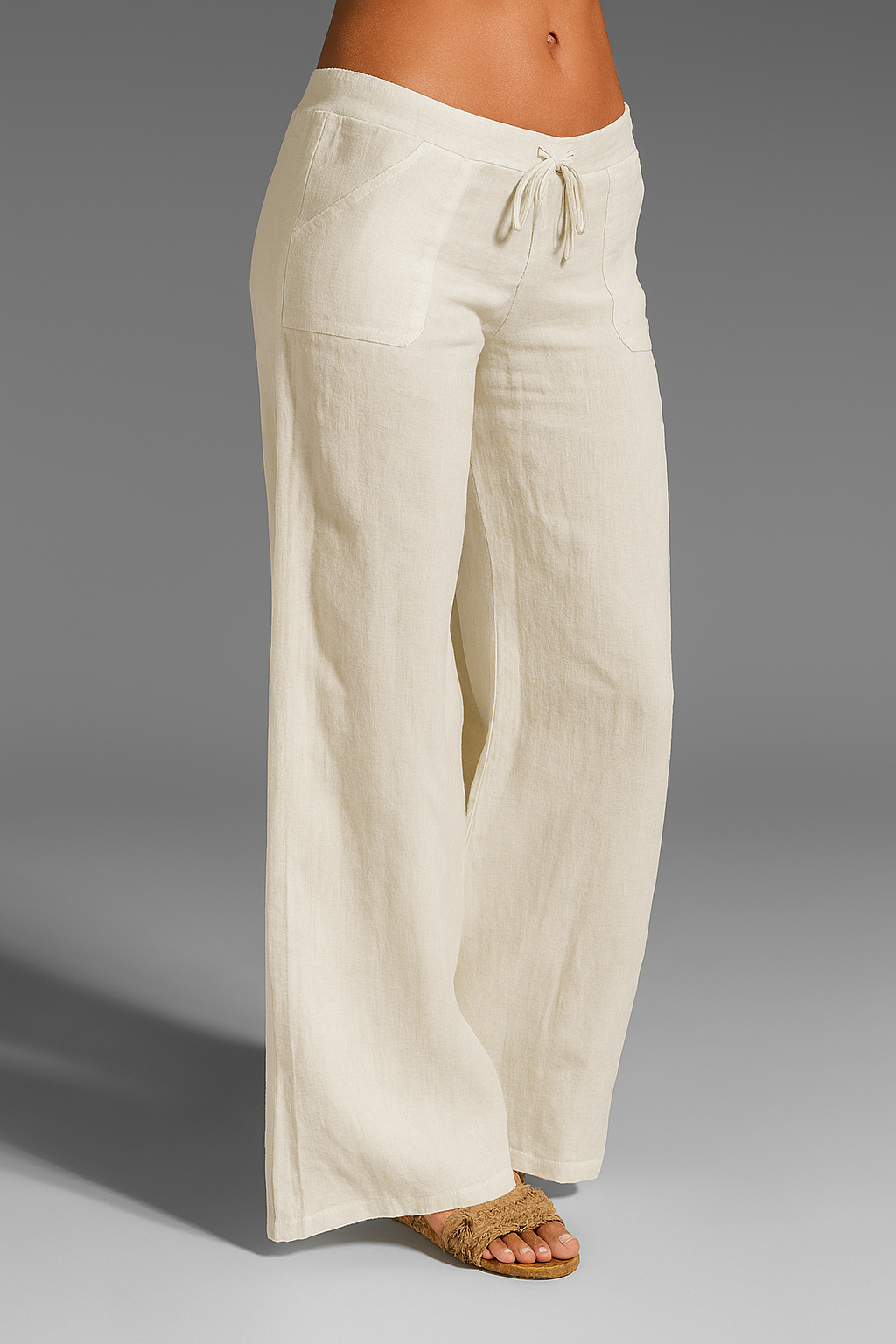 Damen weite Leinenhose mit Kordelzug für den Sommer
