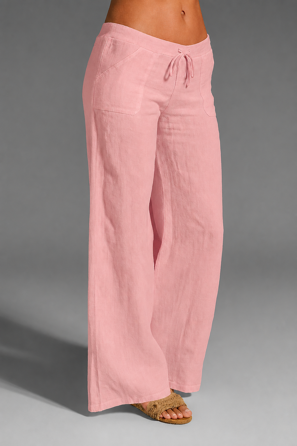 Damen weite Leinenhose mit Kordelzug für den Sommer