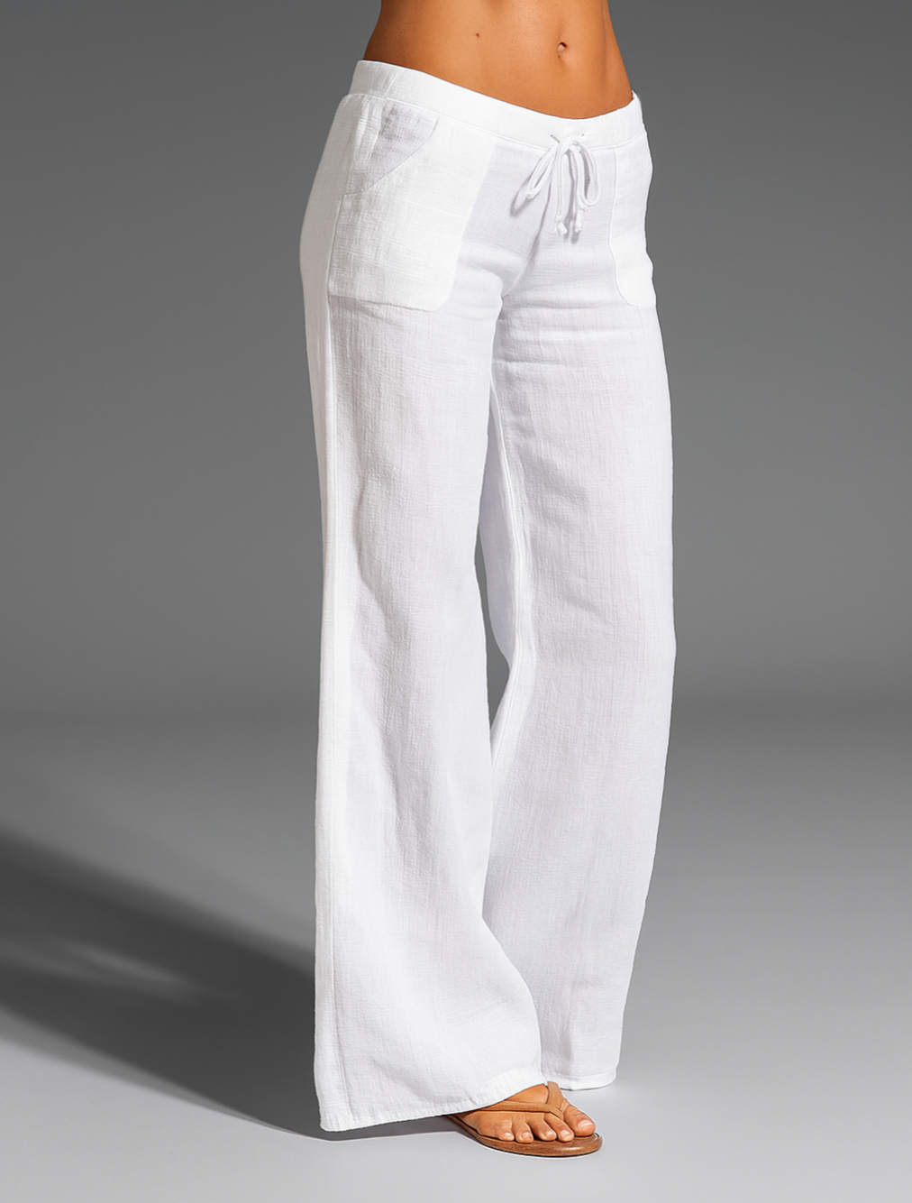 Damen weite Leinenhose mit Kordelzug für den Sommer