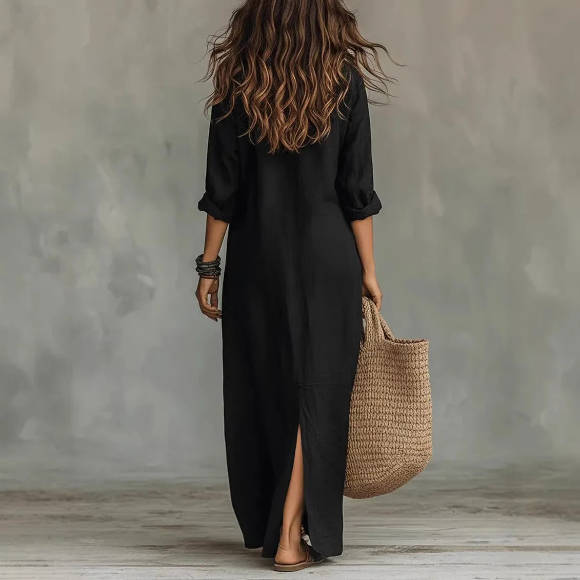 Agnes – Langes Leinenhemd-Kleid