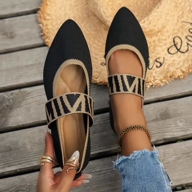Damen Ballerinas mit Gummizug-Riemen