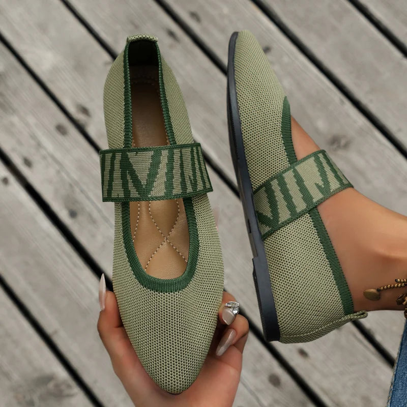Damen Ballerinas mit Gummizug-Riemen