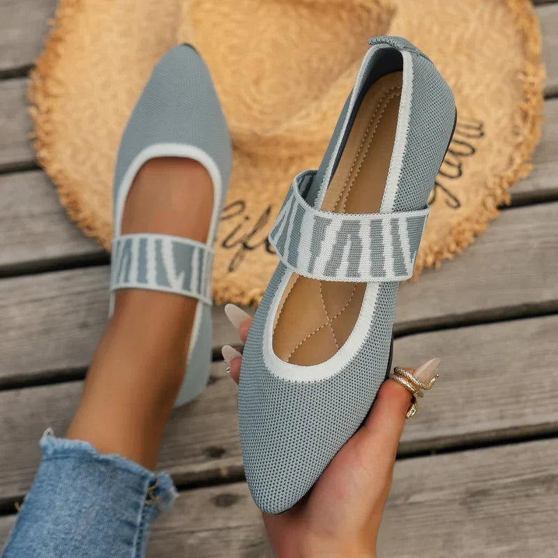 Damen Ballerinas mit Gummizug-Riemen