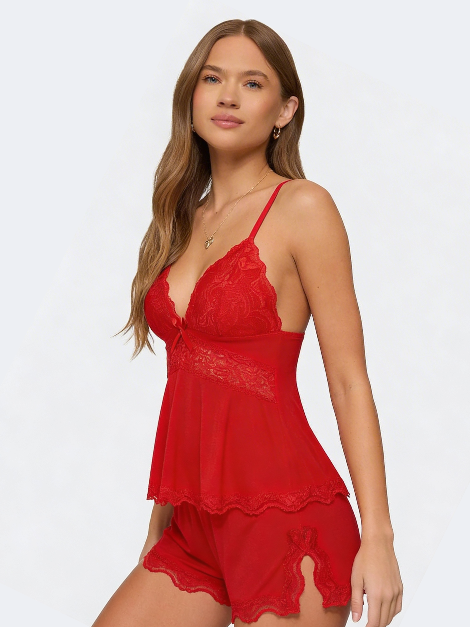 Midnight Kiss Damen Spitzen Cami Shorts Set