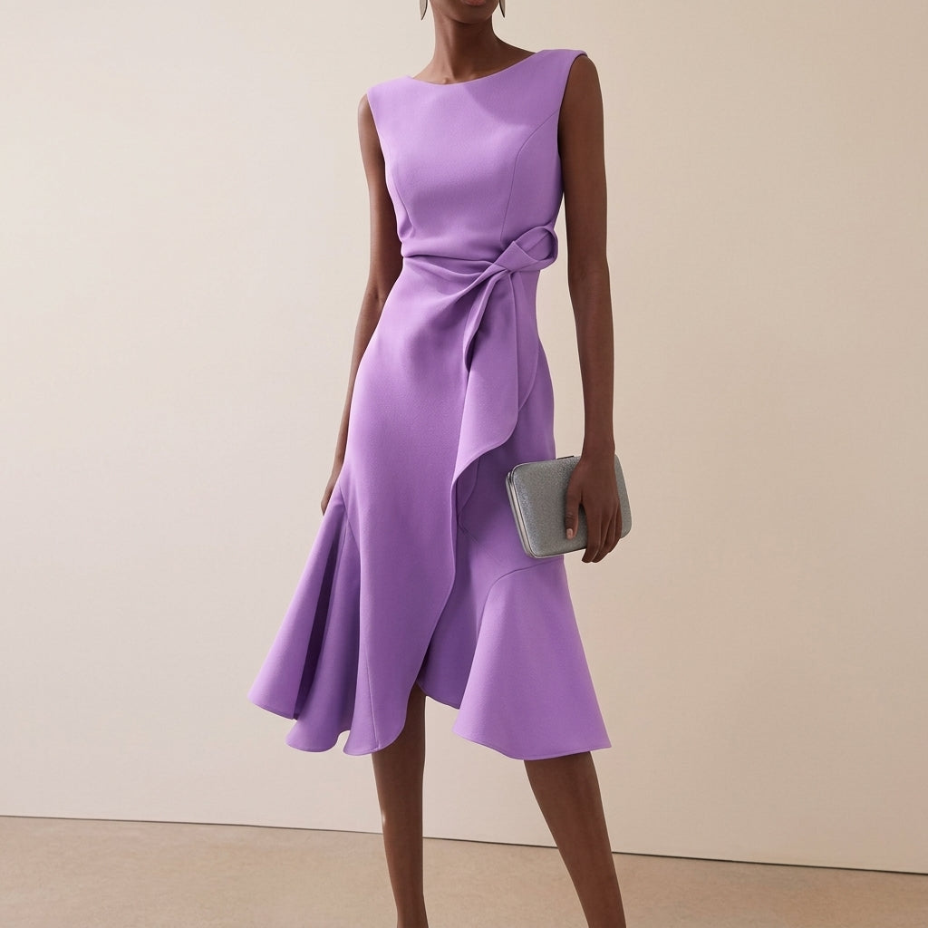 Damen Midikleid mit Drapierung