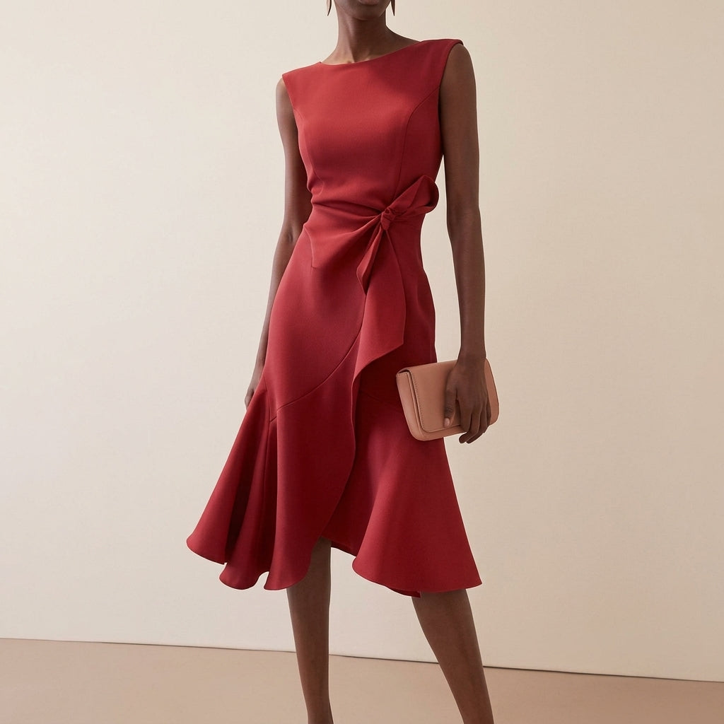 Damen Midikleid mit Drapierung