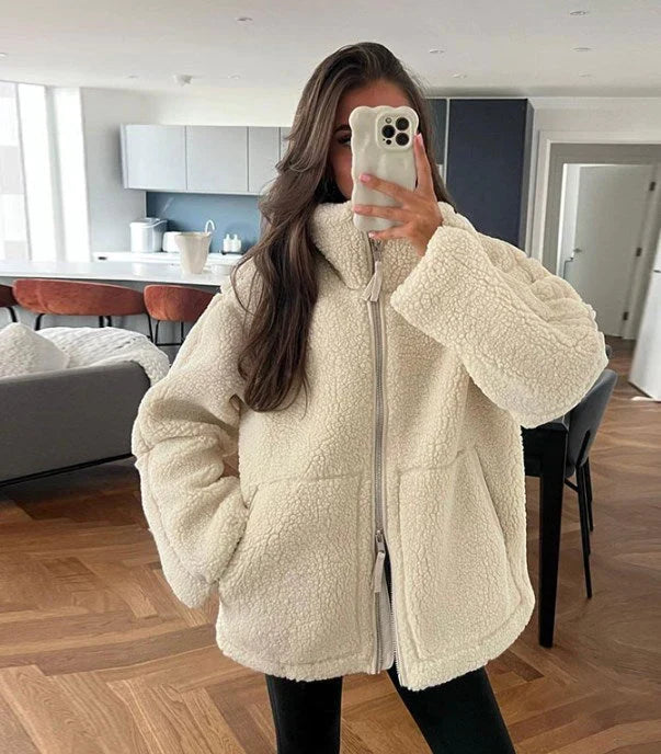 Damen Lammwolljacke mit Stehkragen