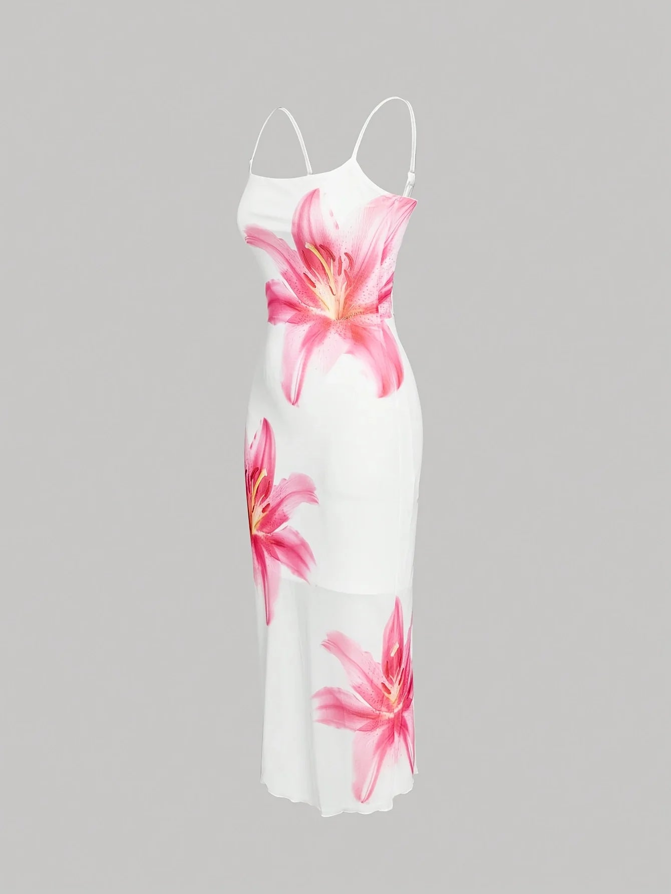 Damen figurbetontes Midikleid mit eckigem Ausschnitt und Blumenprint