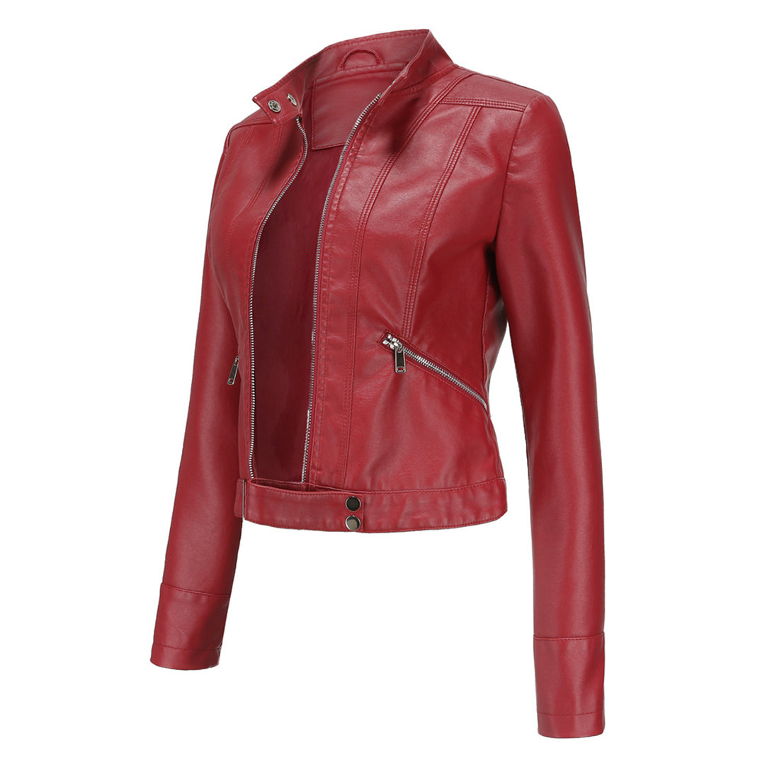 Damen Bikerjacke mit Stehkragen
