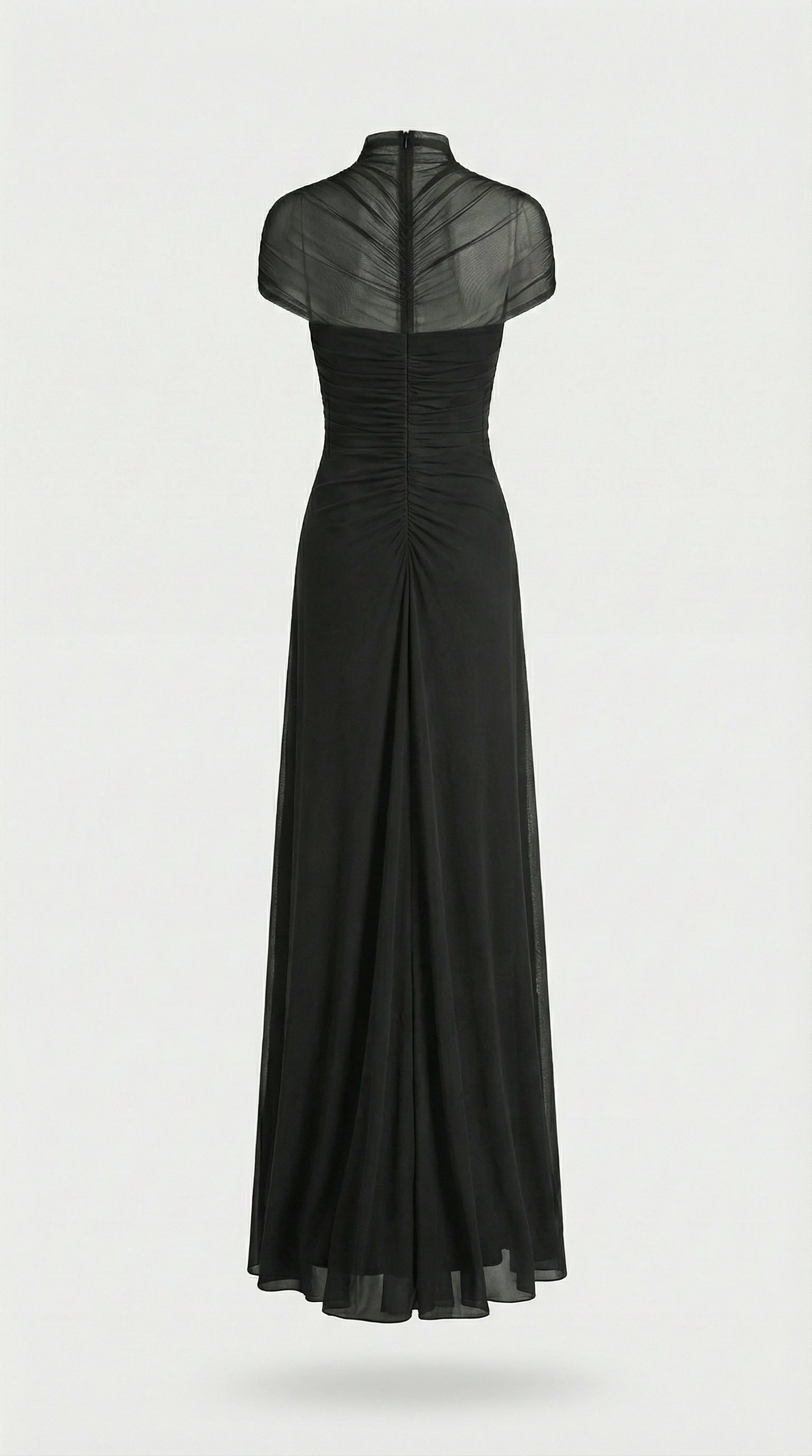 Damen gerafftes Mesh Maxikleid mit Cut-Outs