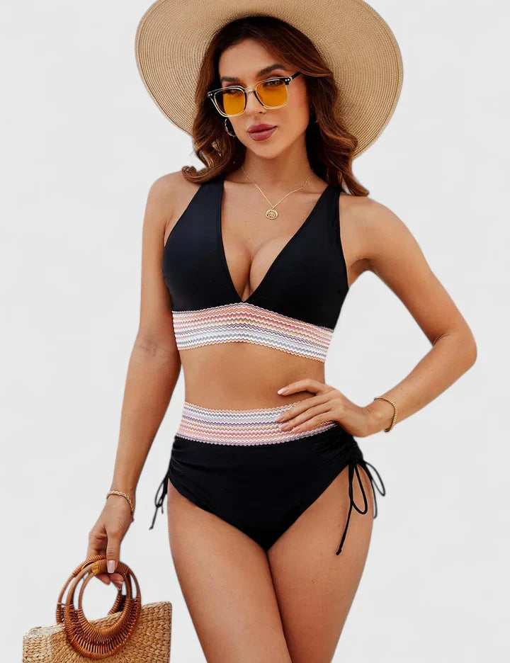 Damen hochgeschnittenes Bikini Set mit Bauchkontrolle