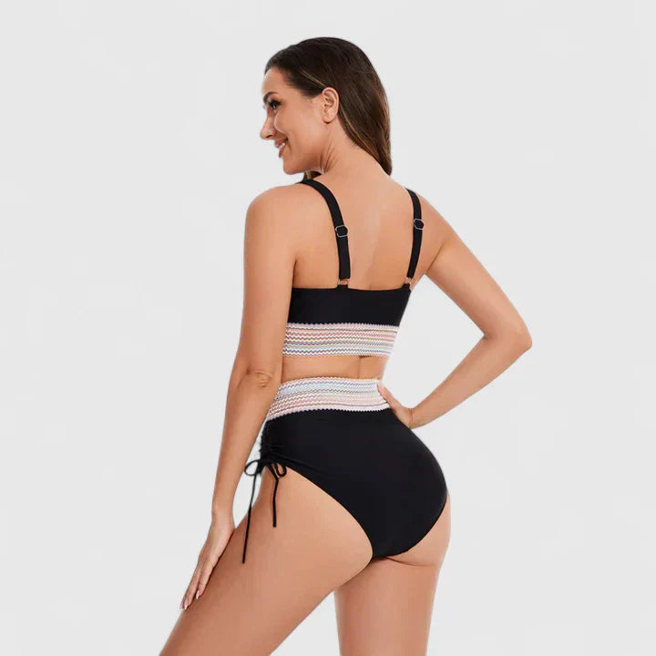 Damen hochgeschnittenes Bikini Set mit Bauchkontrolle