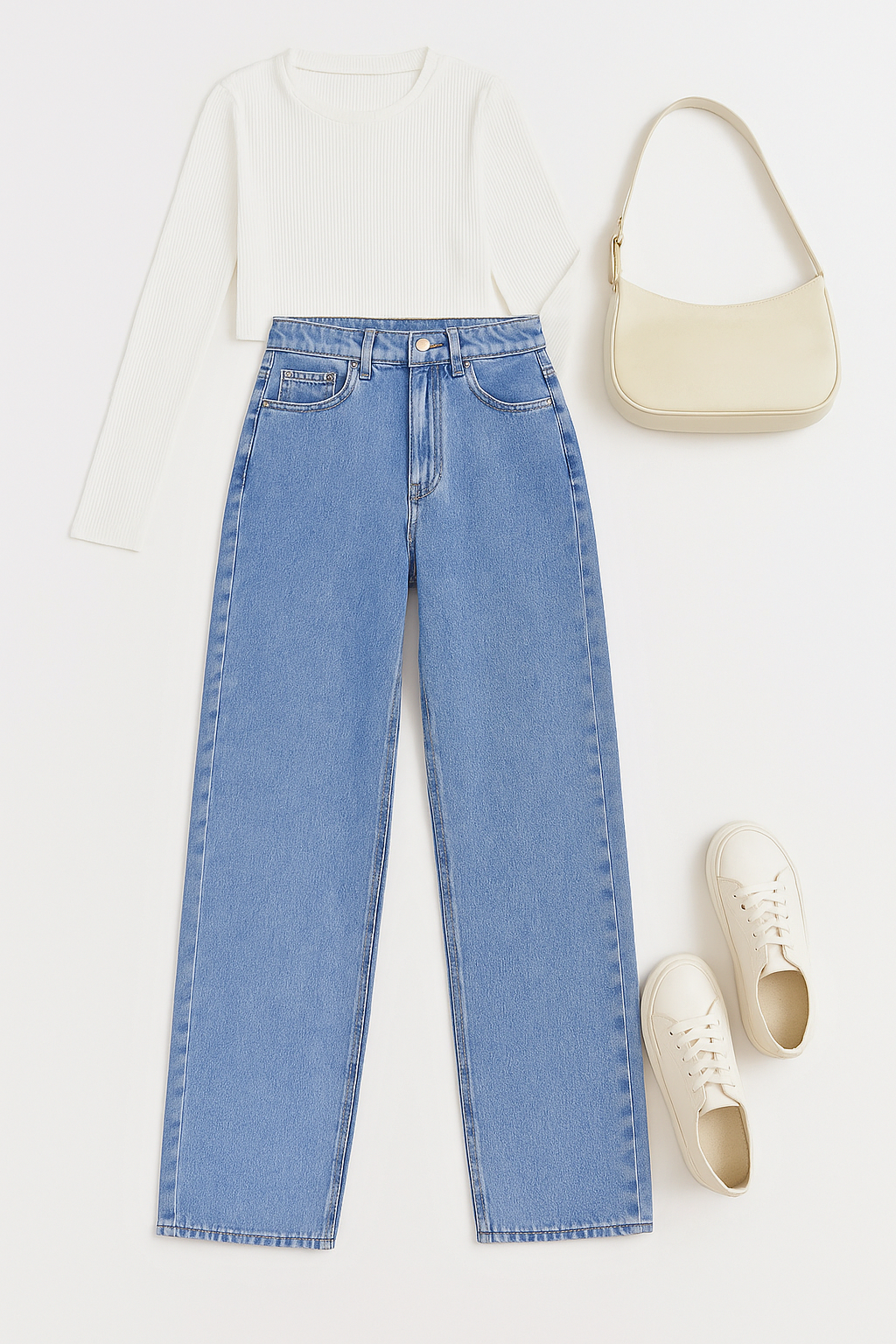 Damen High Rise Jeans mit geradem Bein