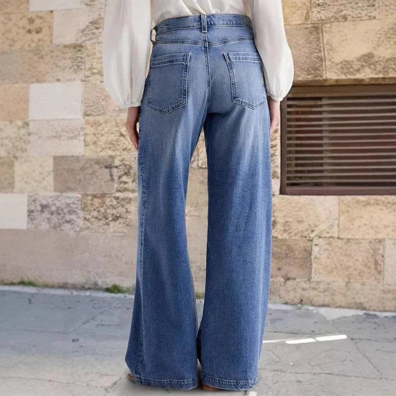 Damen High Waist Weitbein Jeans
