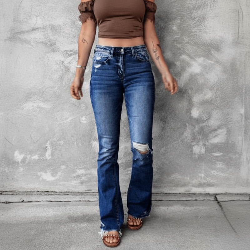 Damen Ripped High Waist Jeans