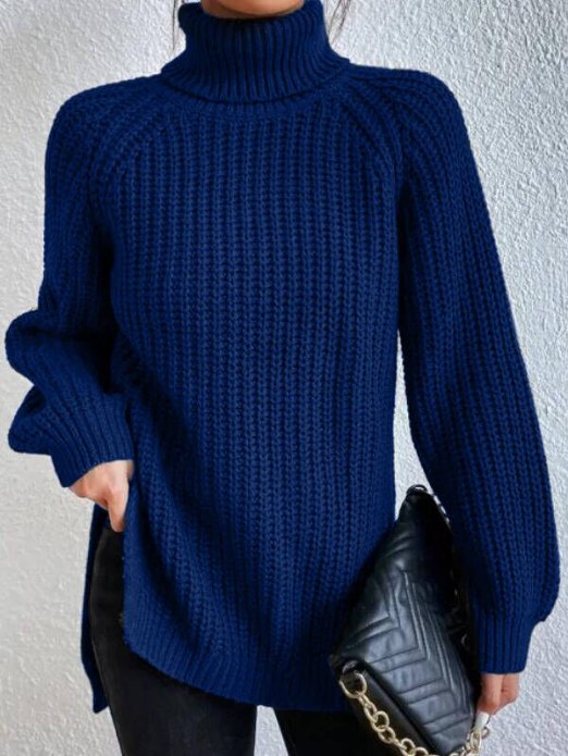 Damen Langarm Rollkragenpullover