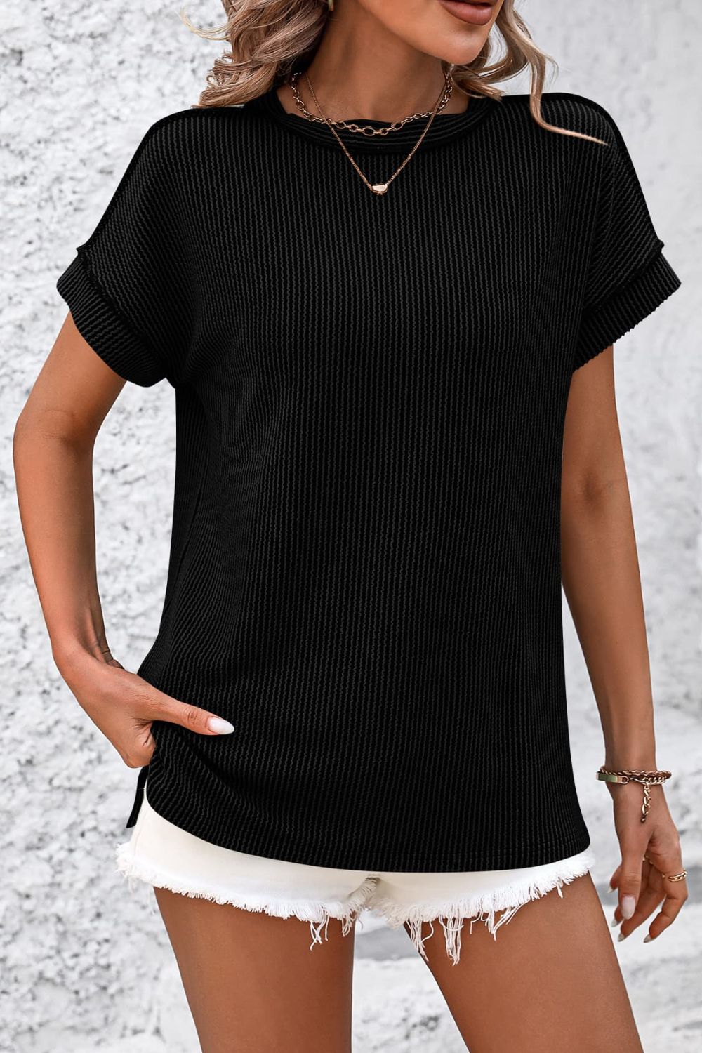 Cleo | Kurzarm-T-Shirt mit Streifen und Rundhalsausschnitt