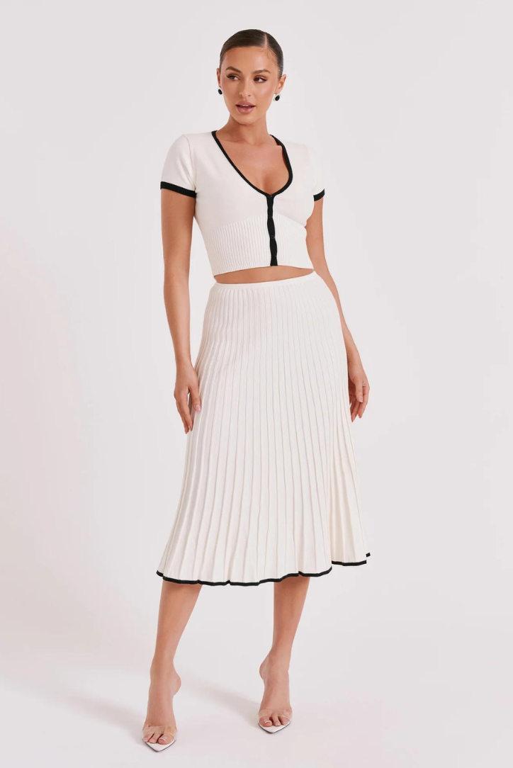 Elena Strick Midi Set mit Rock und Cardigan