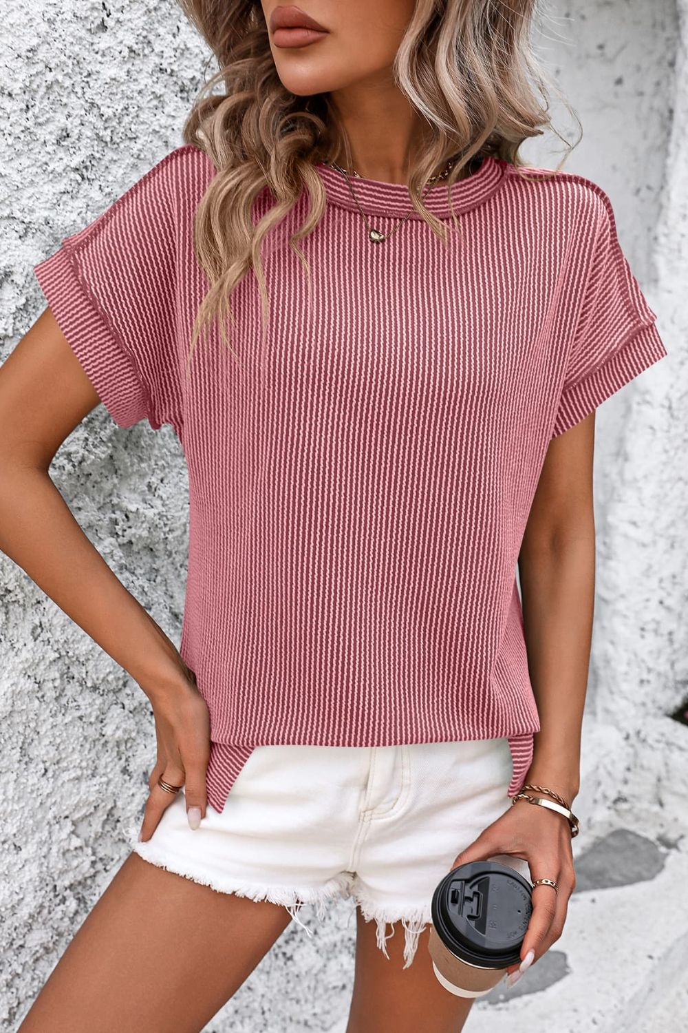 Cleo | Kurzarm-T-Shirt mit Streifen und Rundhalsausschnitt