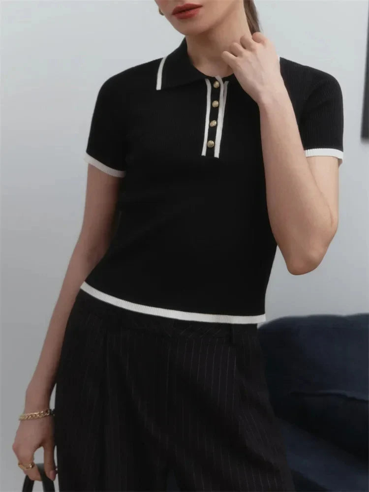 Eliana Damen Strickbluse mit Kragen