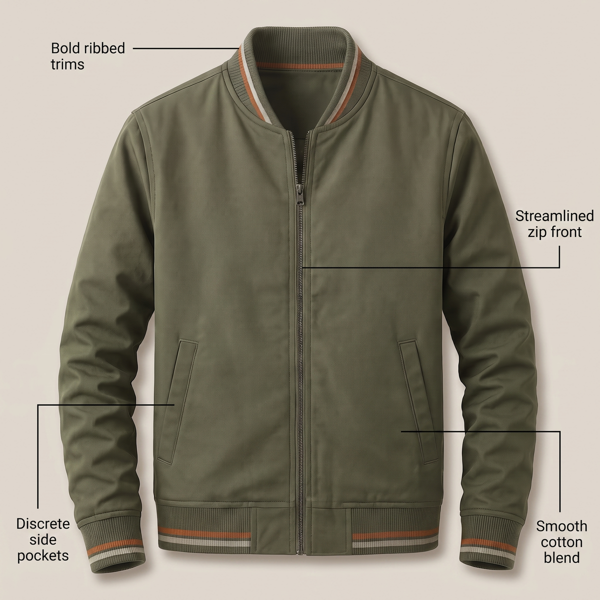 Herren leichte Übergangsjacke mit Streifen