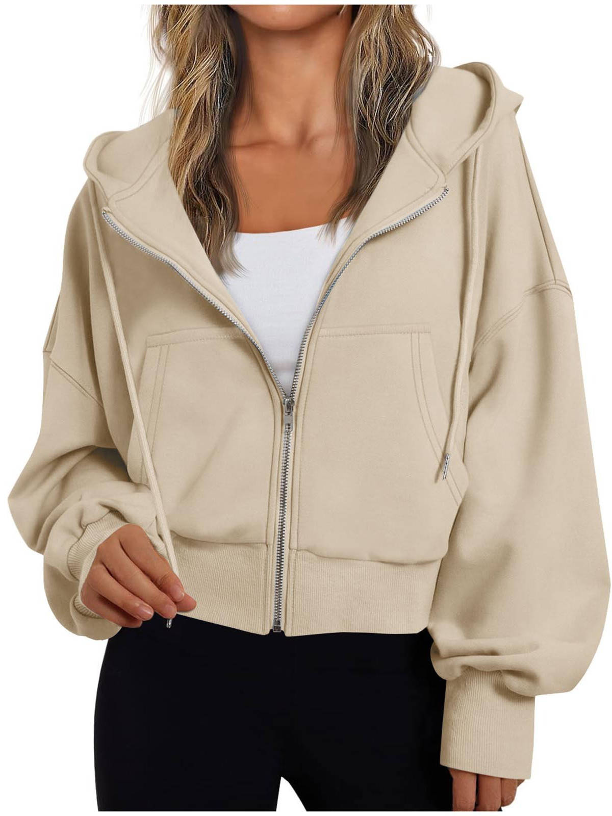 Damen kurzer Hoodie mit Reißverschluss
