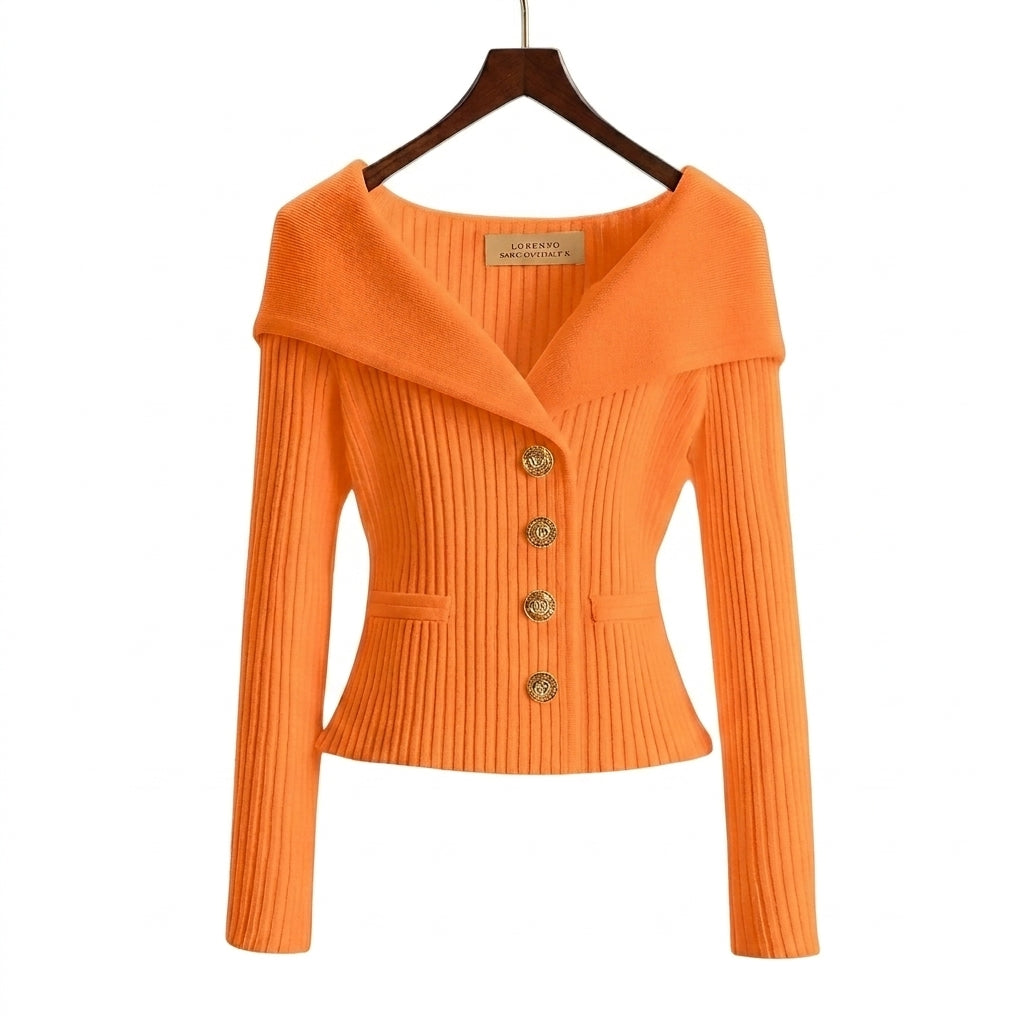 Damen Rippstrick-Cardigan mit Off-Shoulder-Kragen