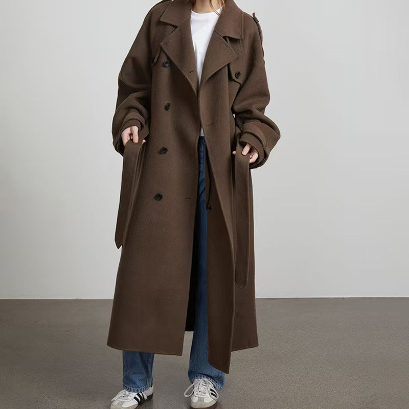 Damen zweireihiger Trenchcoat mit Gürtel