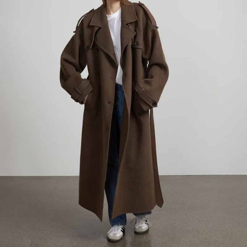Damen zweireihiger Trenchcoat mit Gürtel