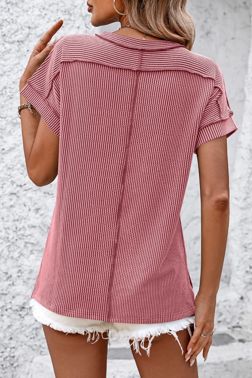 Cleo | Kurzarm-T-Shirt mit Streifen und Rundhalsausschnitt