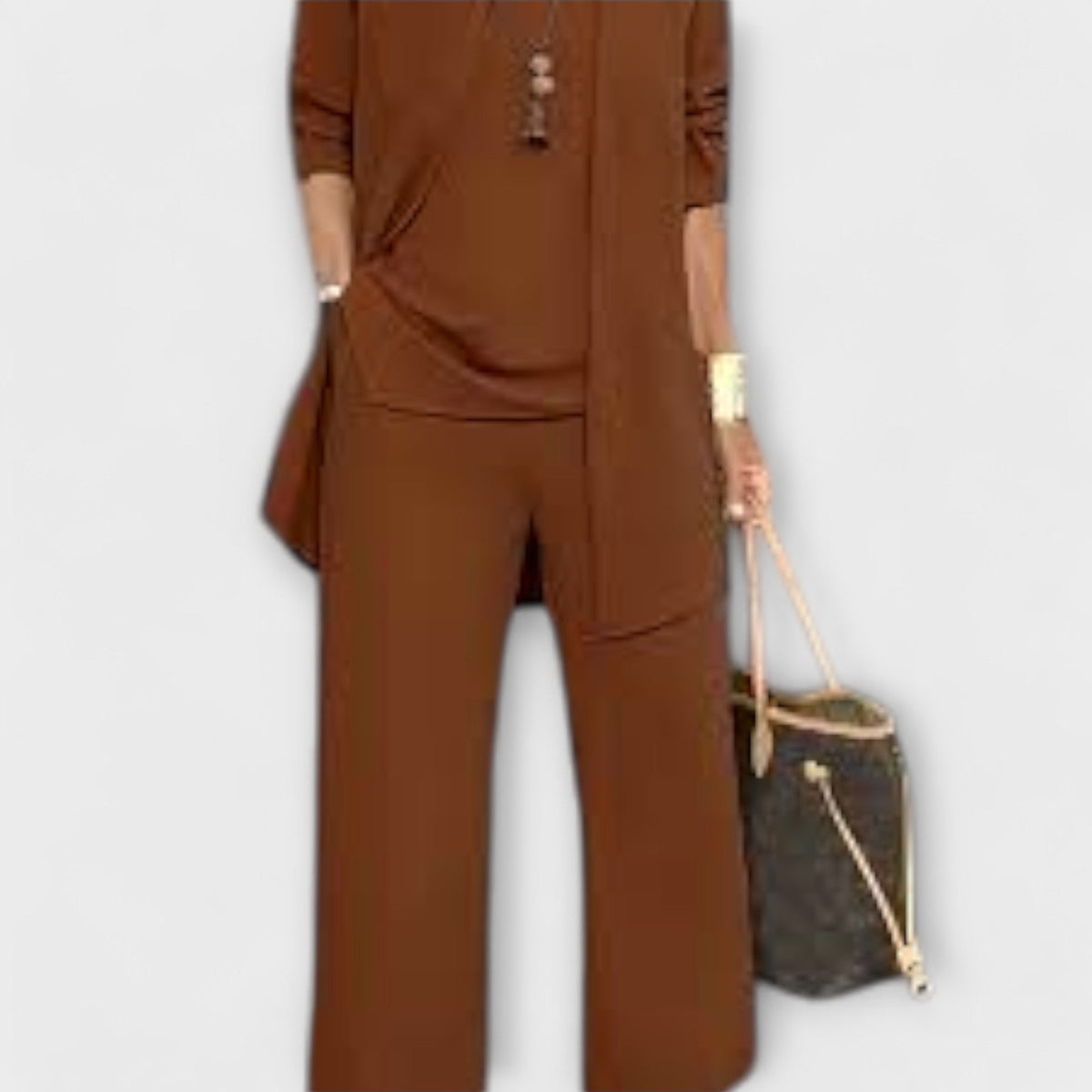 Damen dreiteiliges Set mit Weitbein Hose