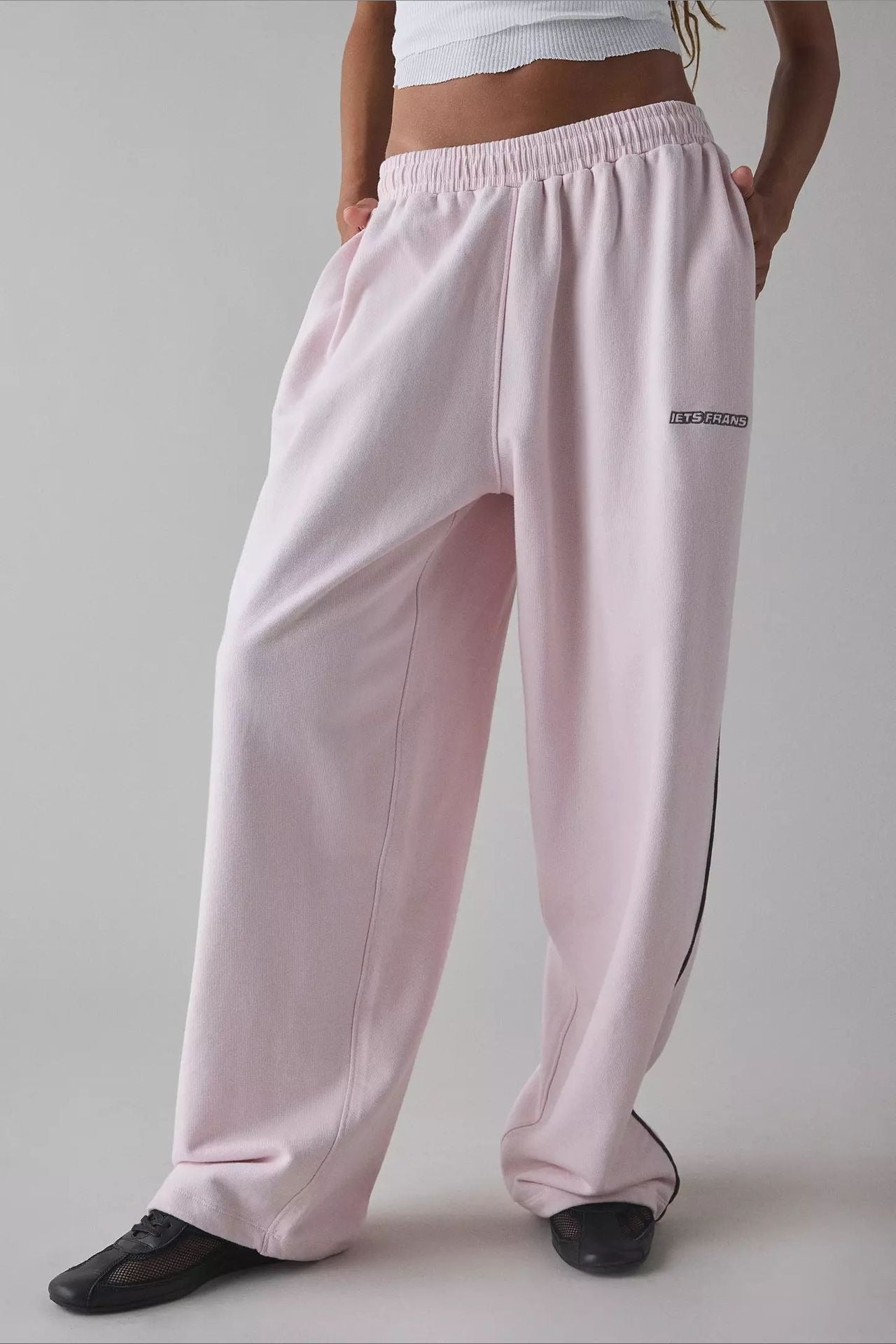 Lange bestickte Relax Strickhose mit elastischem Bund