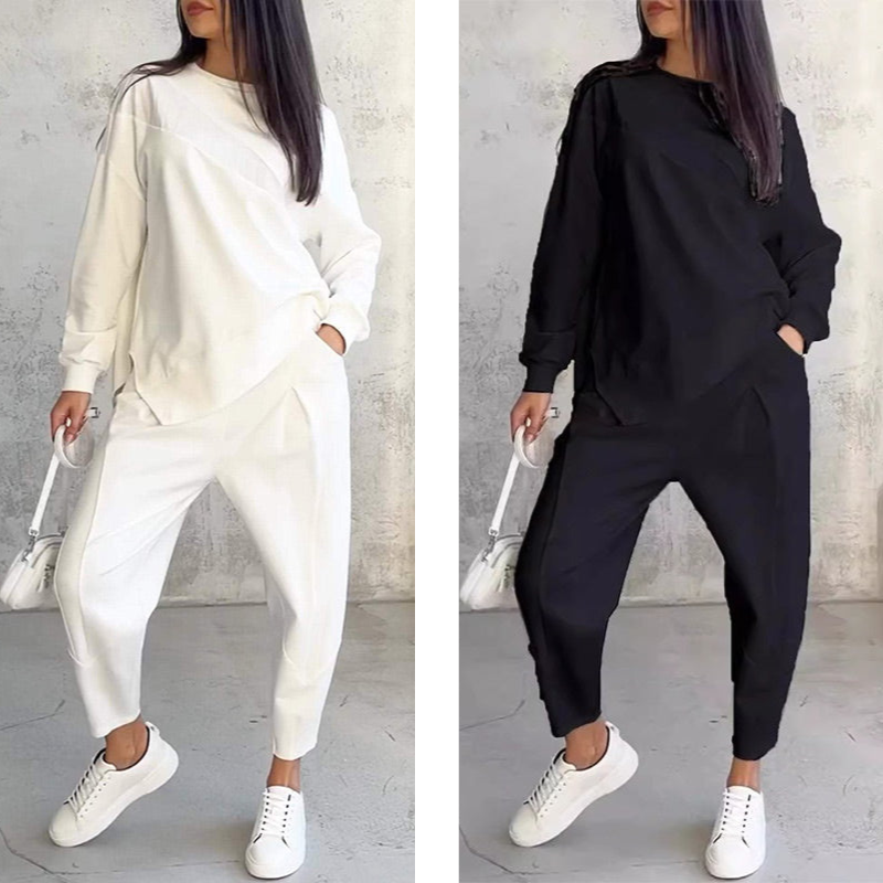 Damen lässiger Zweiteiler mit Oberteil und Hose