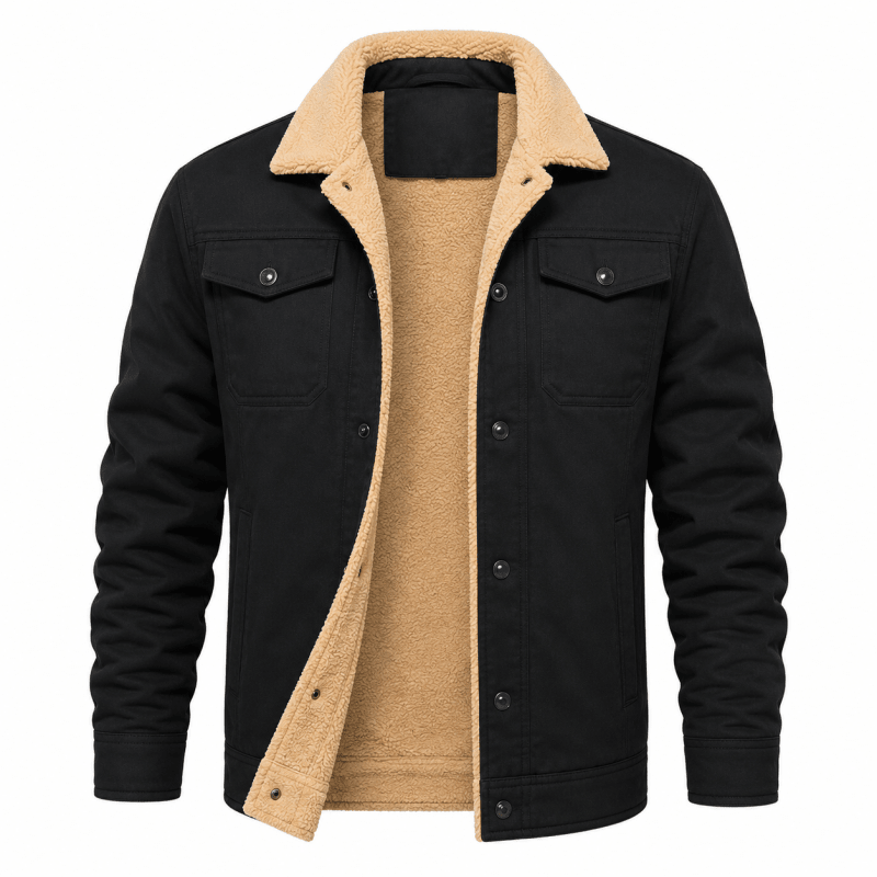 Herren Jacke mit Fleecekragen und Druckknöpfen