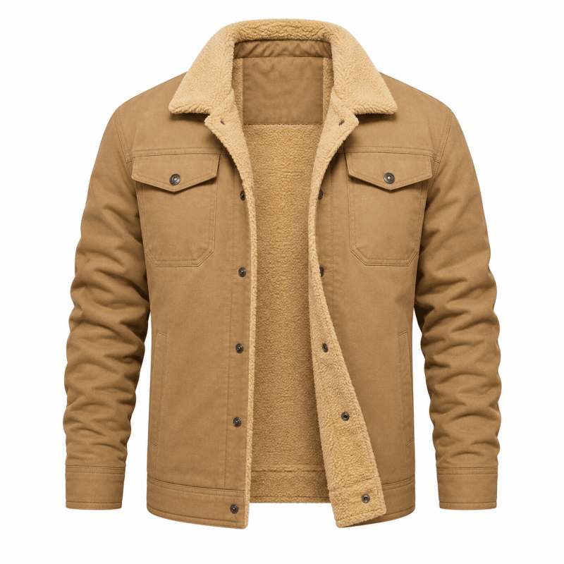 Herren Jacke mit Fleecekragen und Druckknöpfen