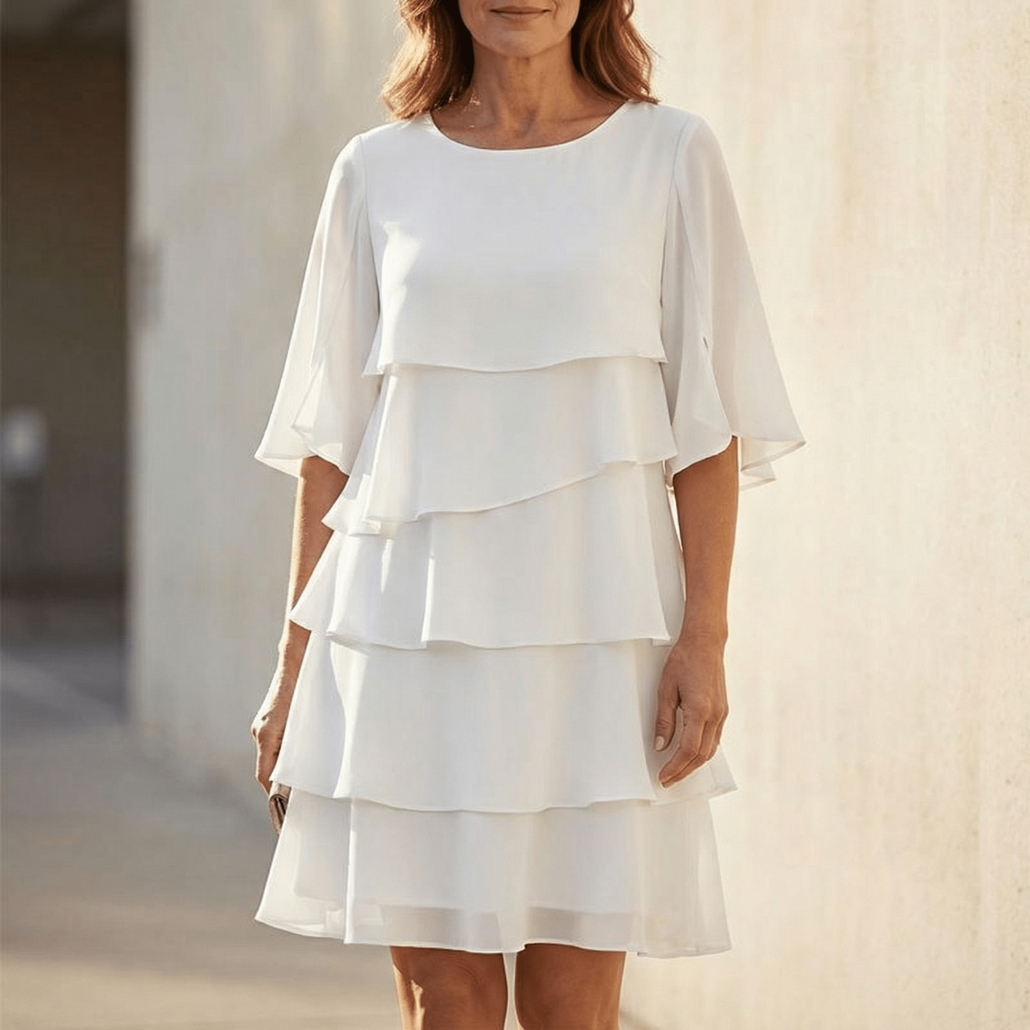 Chic Schichtkleid mit Puffärmeln für Frauen