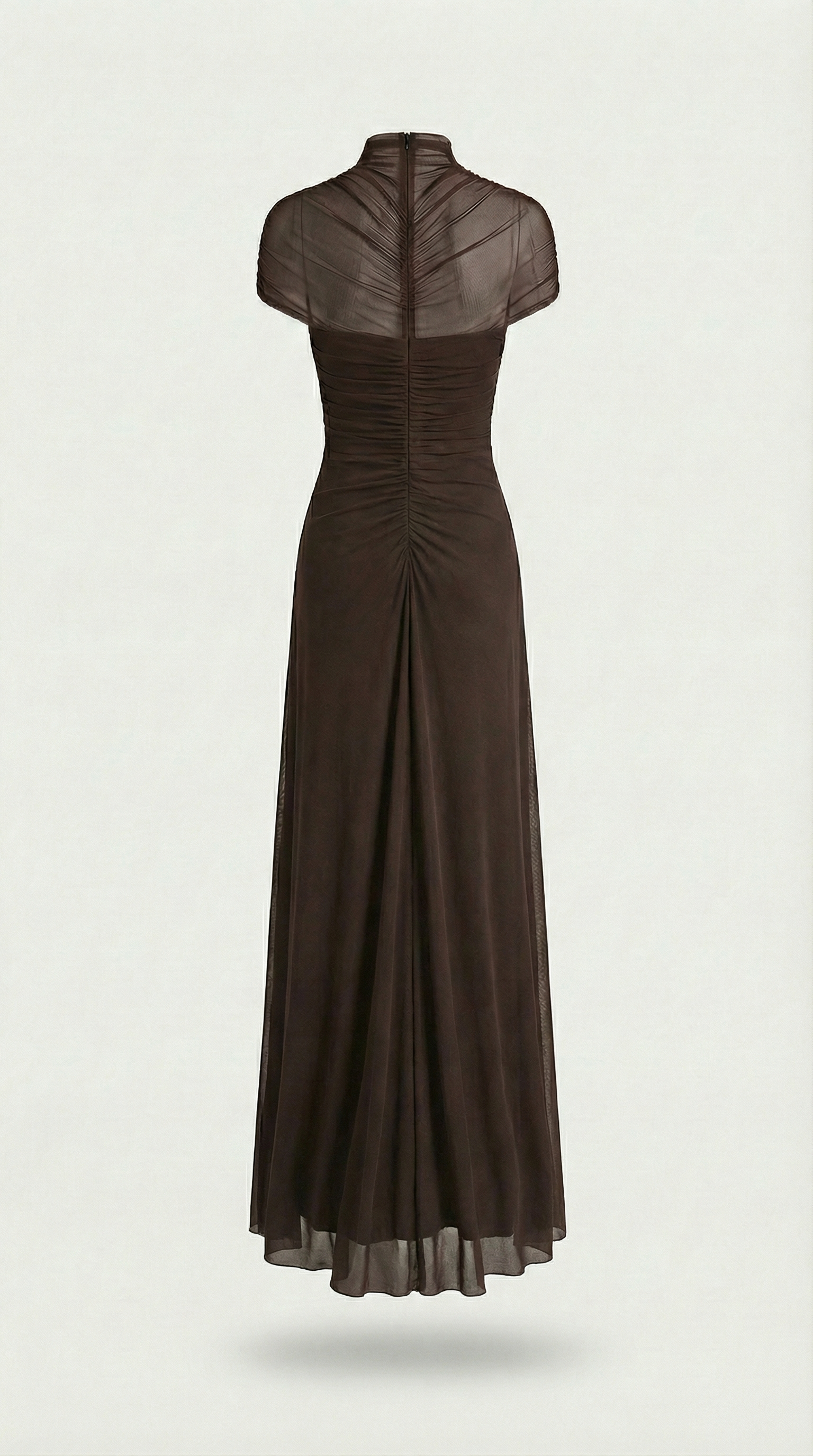 Damen gerafftes Mesh Maxikleid mit Cut-Outs
