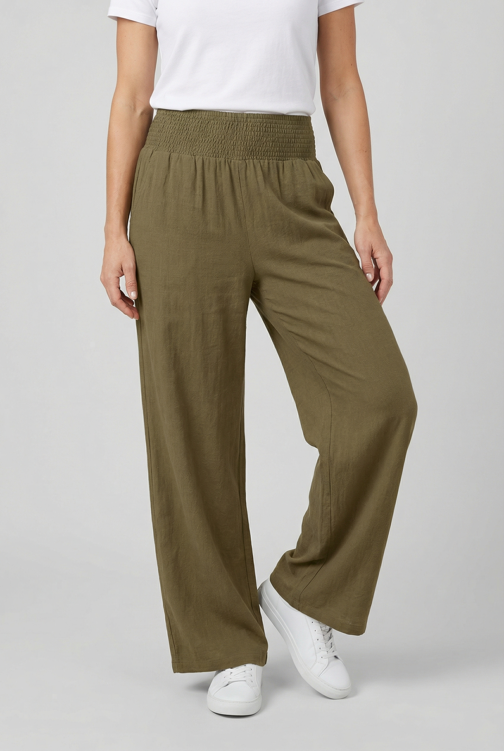 Damen Hoch taillierte Hose mit weitem Bein – Bequeme Passform