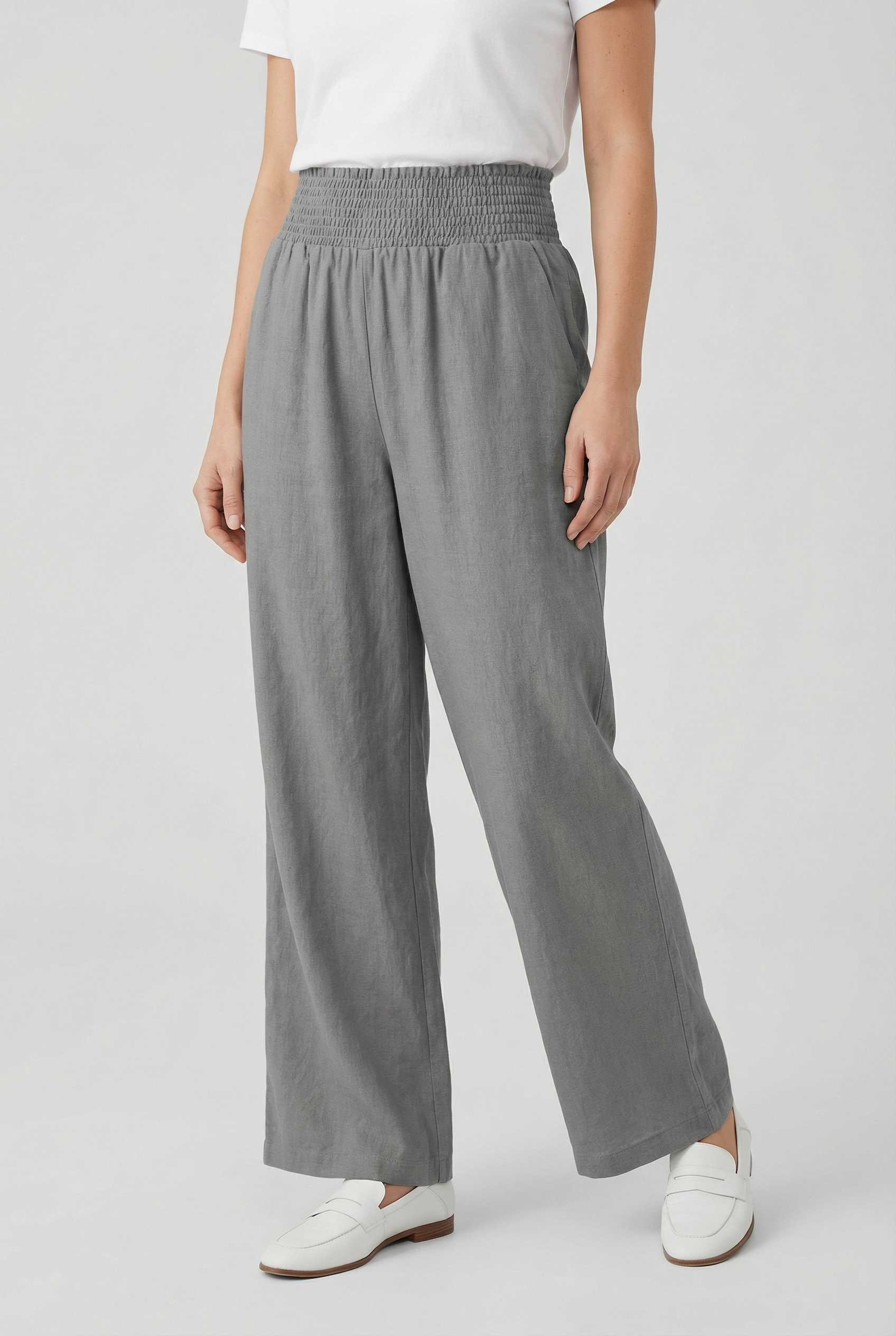 Damen Hoch taillierte Hose mit weitem Bein – Bequeme Passform