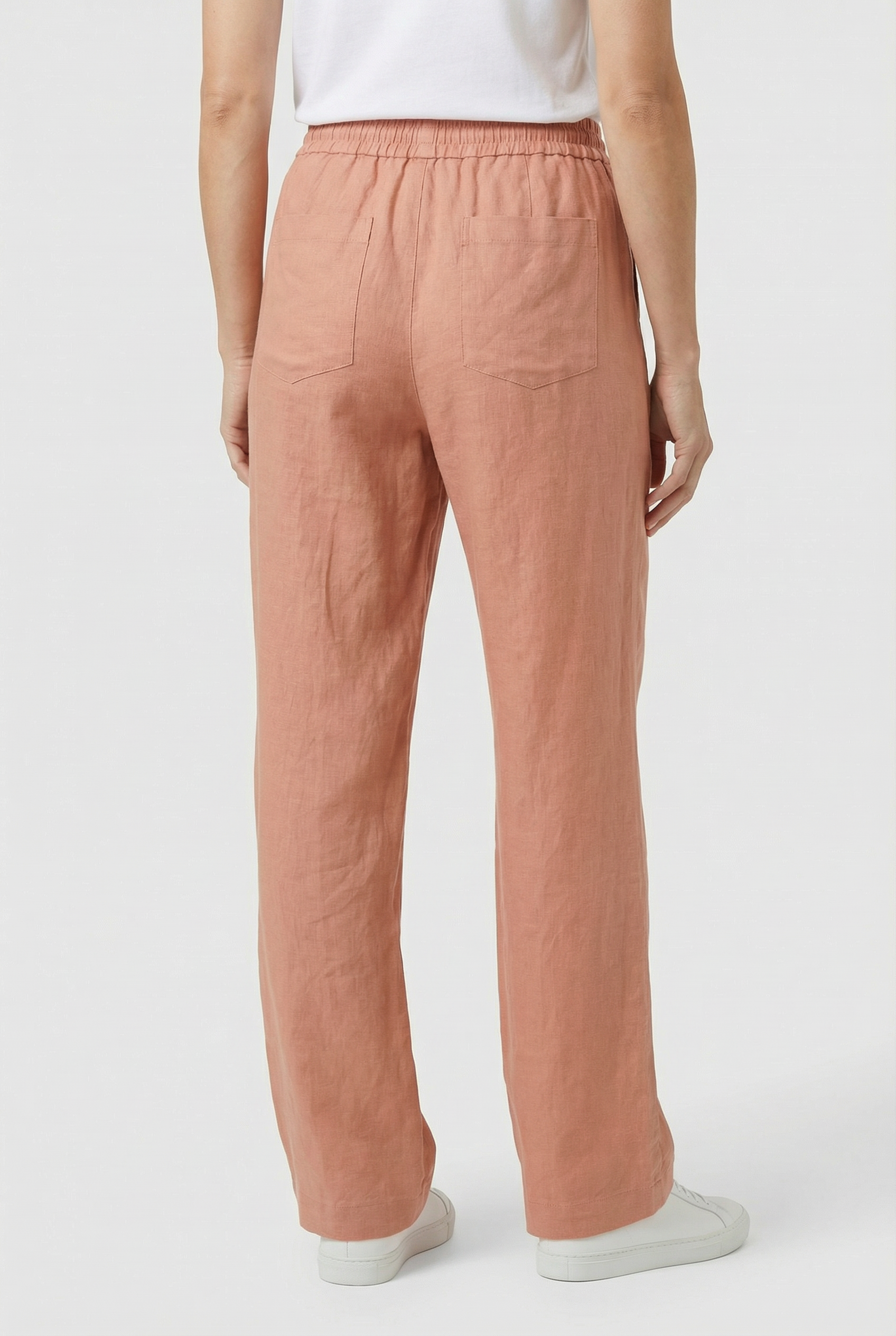 Damen Hoch taillierte Leinenhose mit weitem Bein – Lässiger Fit