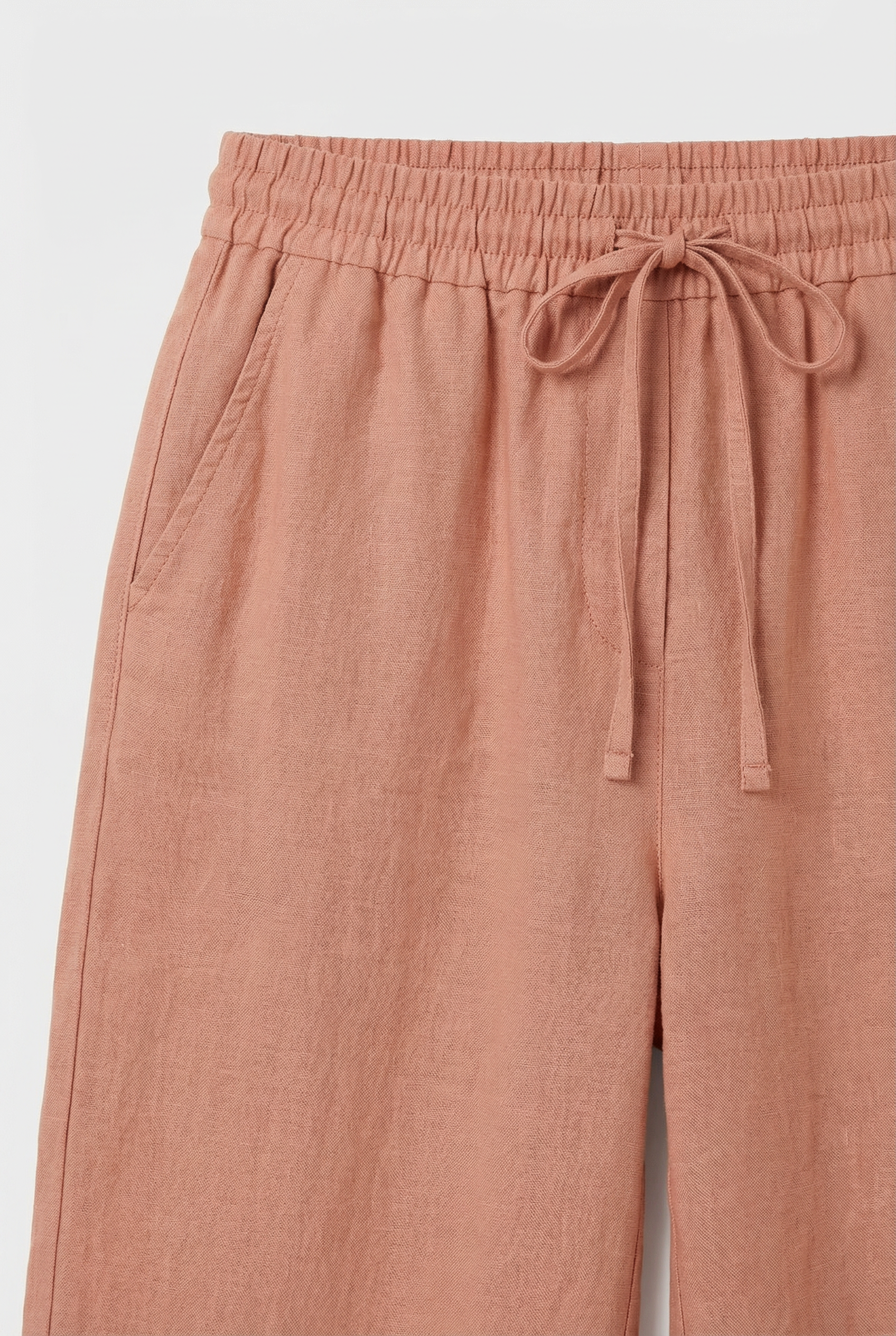 Damen Hoch taillierte Leinenhose mit weitem Bein – Lässiger Fit
