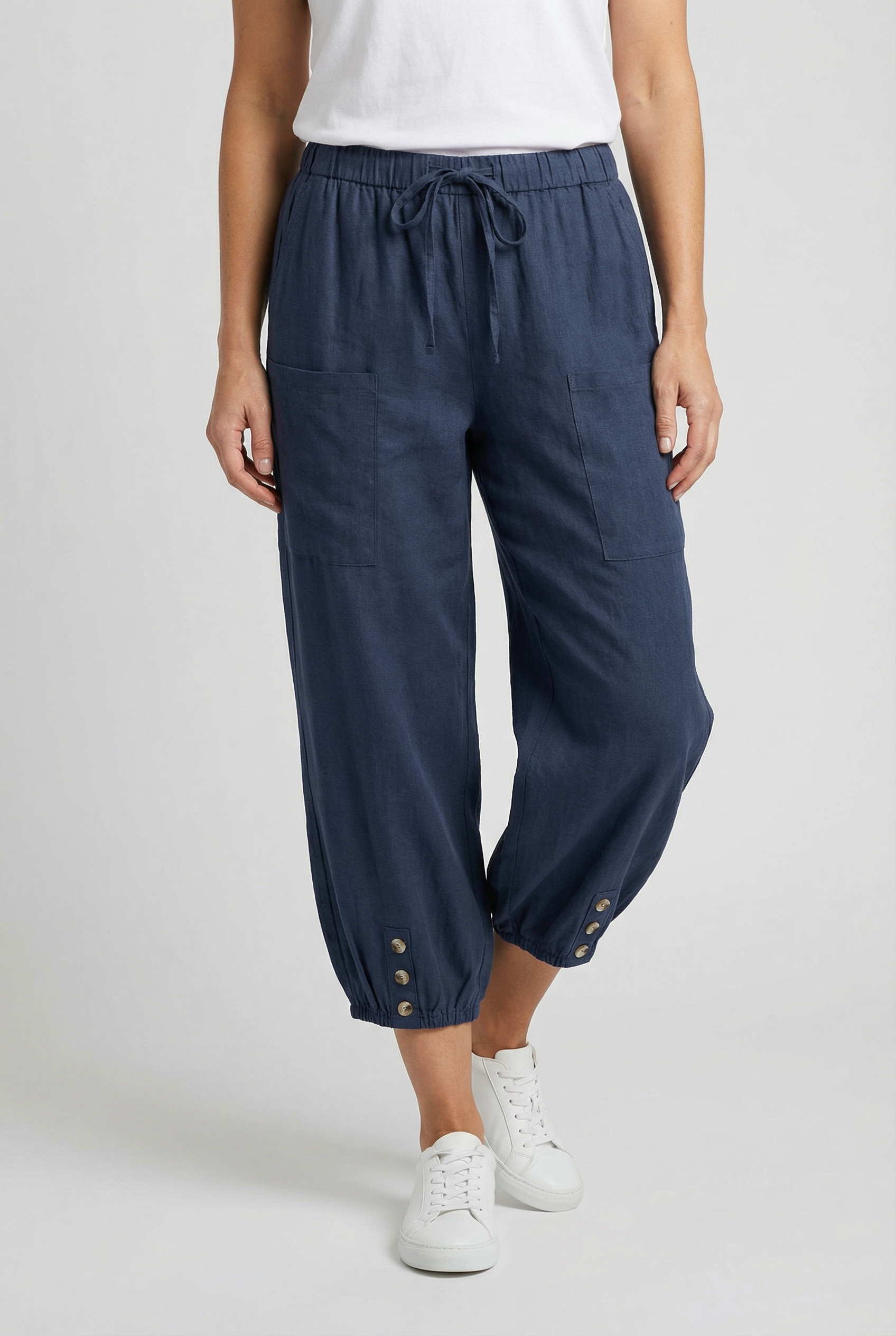 Damen Hoch taillierte Baumwollhose – Bequeme Passform für jeden Anlass
