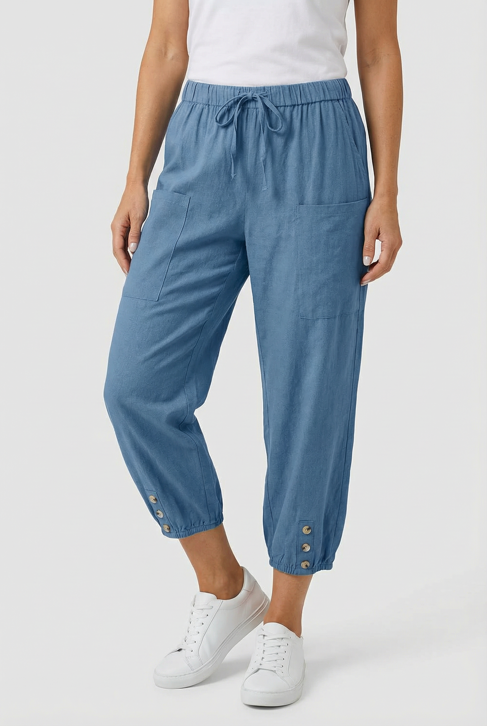 Damen Hoch taillierte Baumwollhose – Bequeme Passform für jeden Anlass