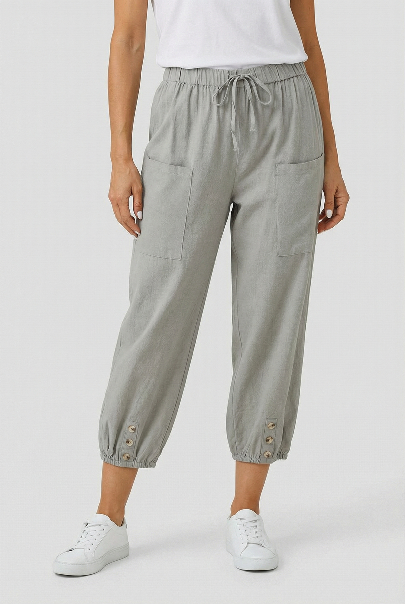 Damen Hoch taillierte Baumwollhose – Bequeme Passform für jeden Anlass