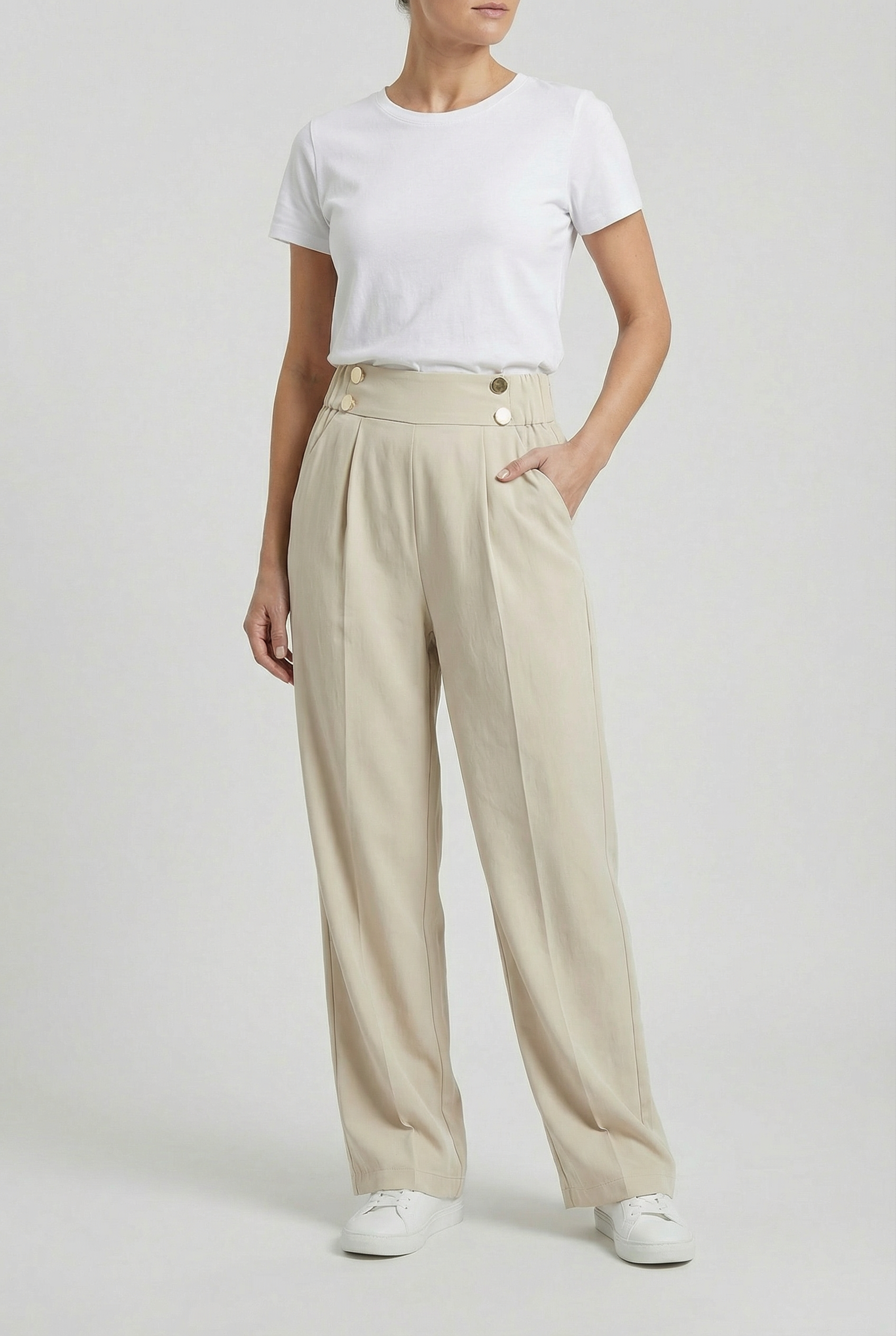 Damen Hose mit weitem Bein – Gerader Schnitt aus Baumwoll-Polyester