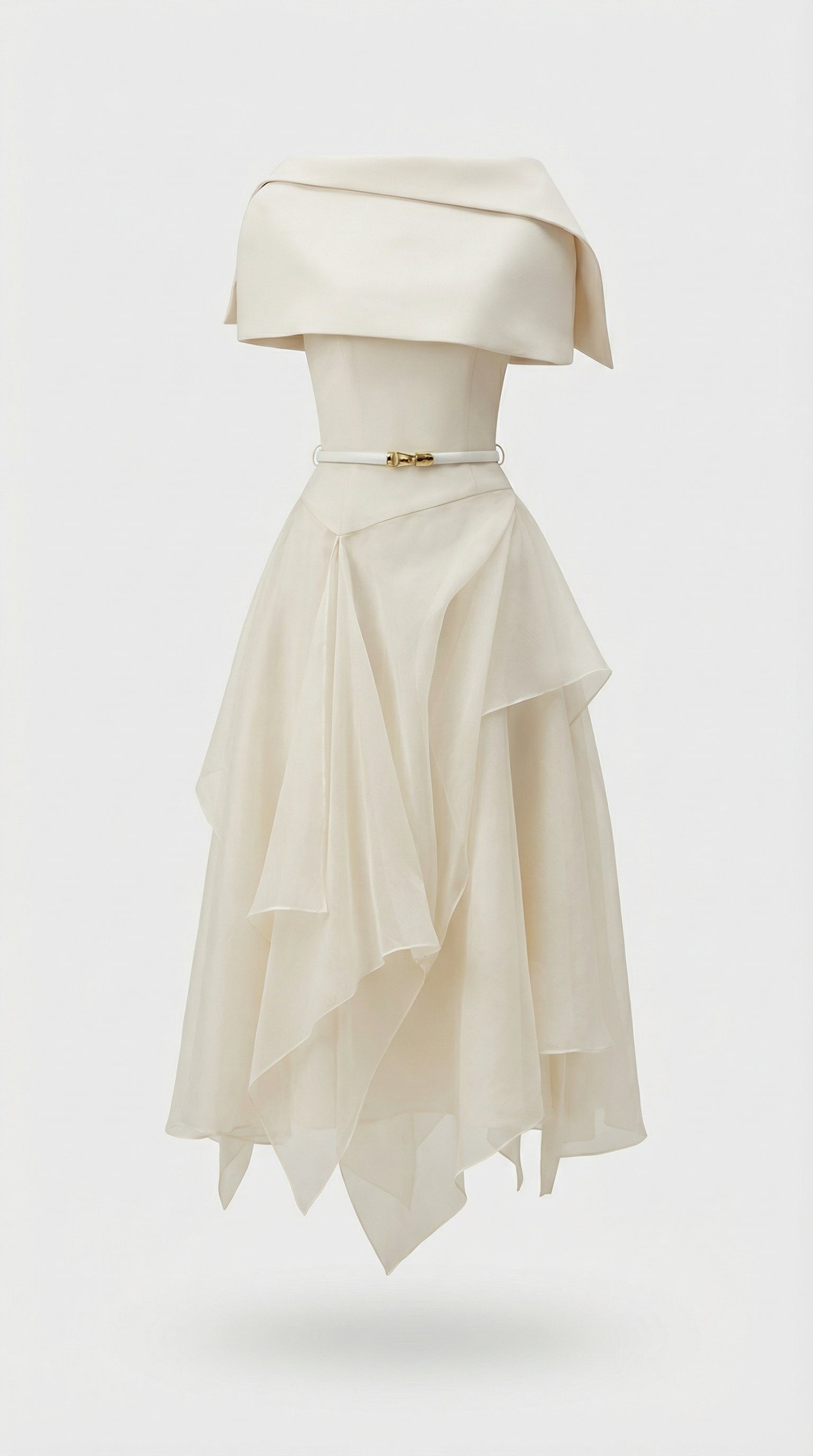 Rückenfreies Kleid aus Gaze-Umhang
