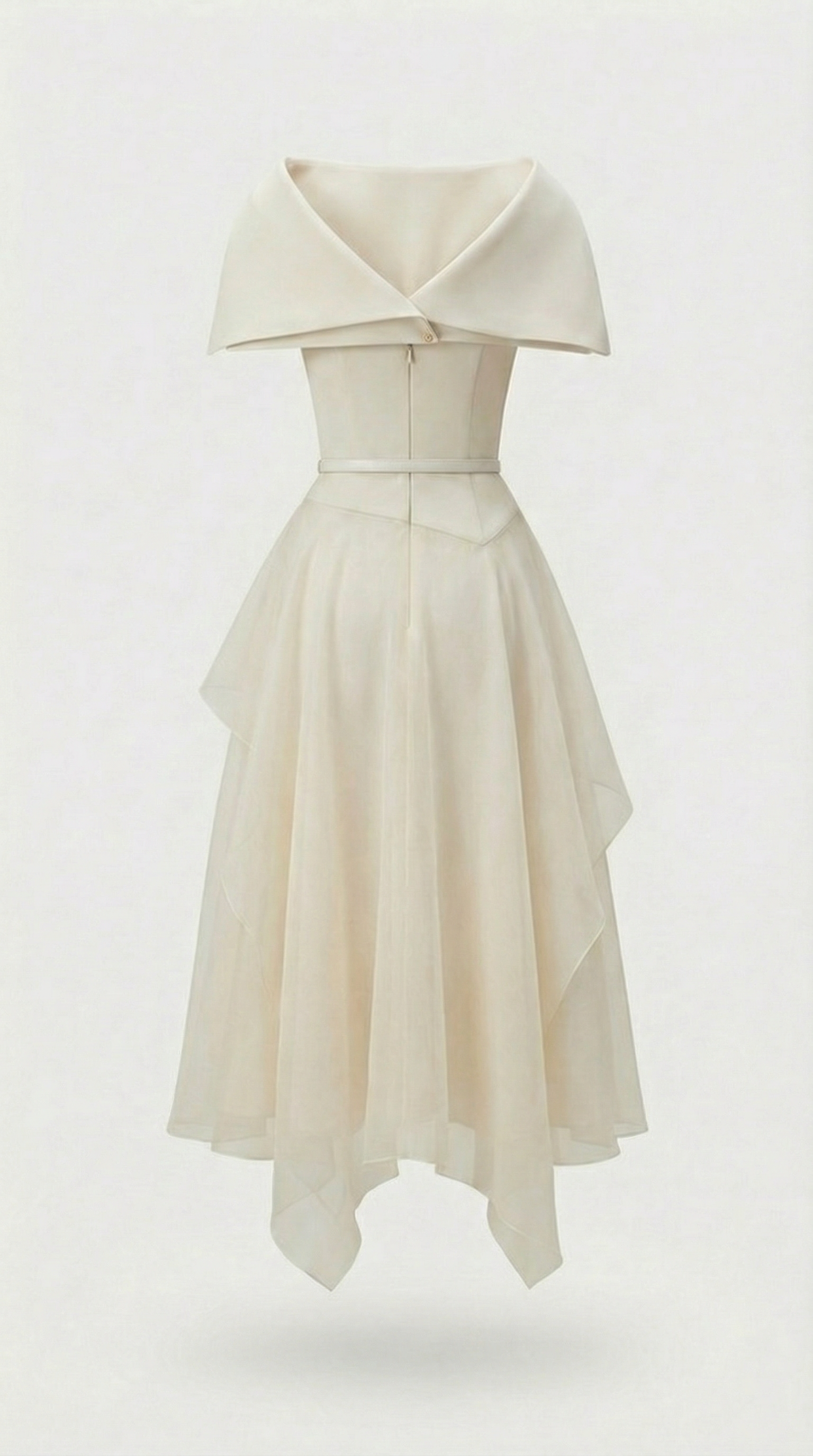 Rückenfreies Kleid aus Gaze-Umhang