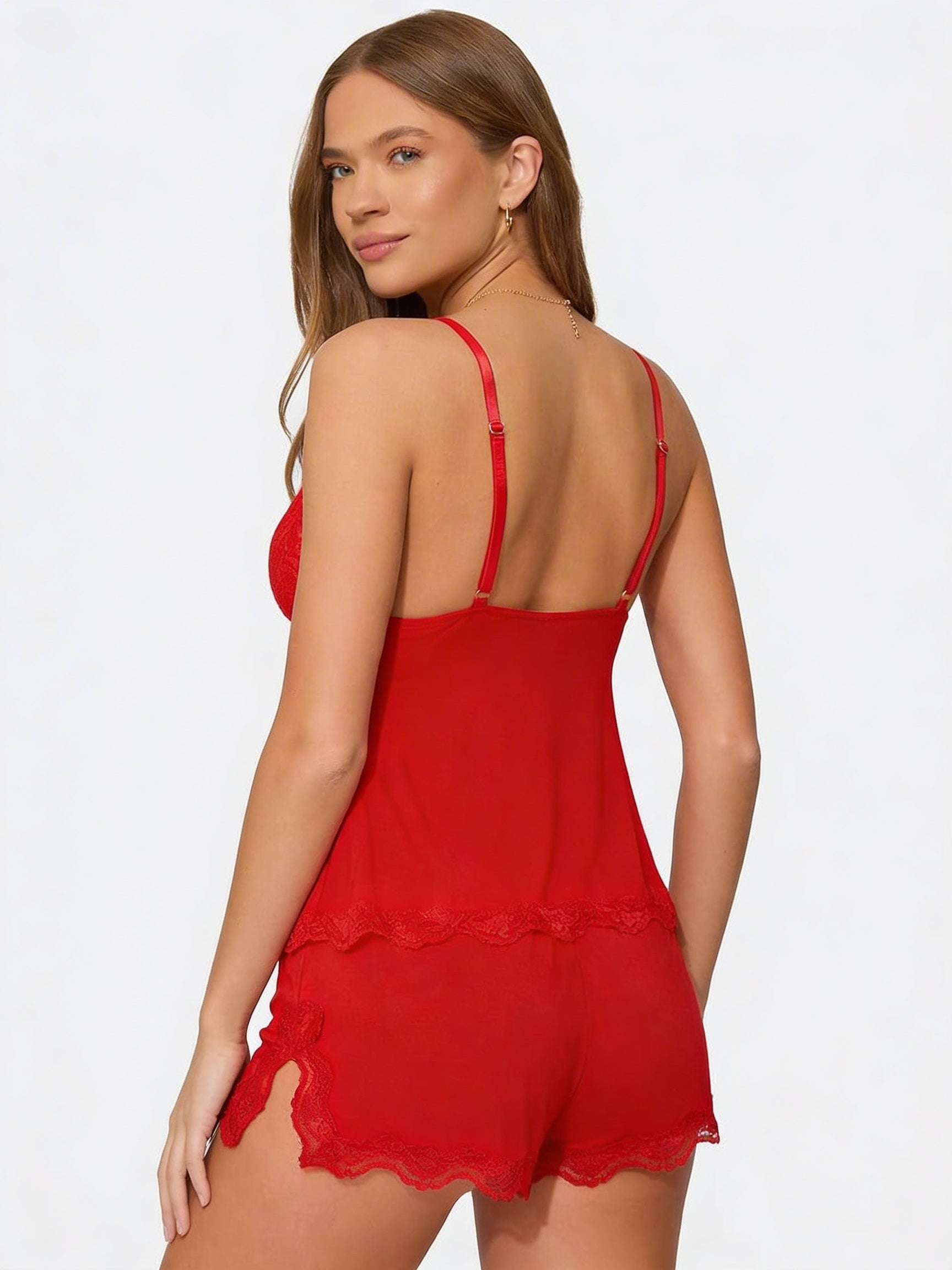 Midnight Kiss Damen Spitzen Cami Shorts Set
